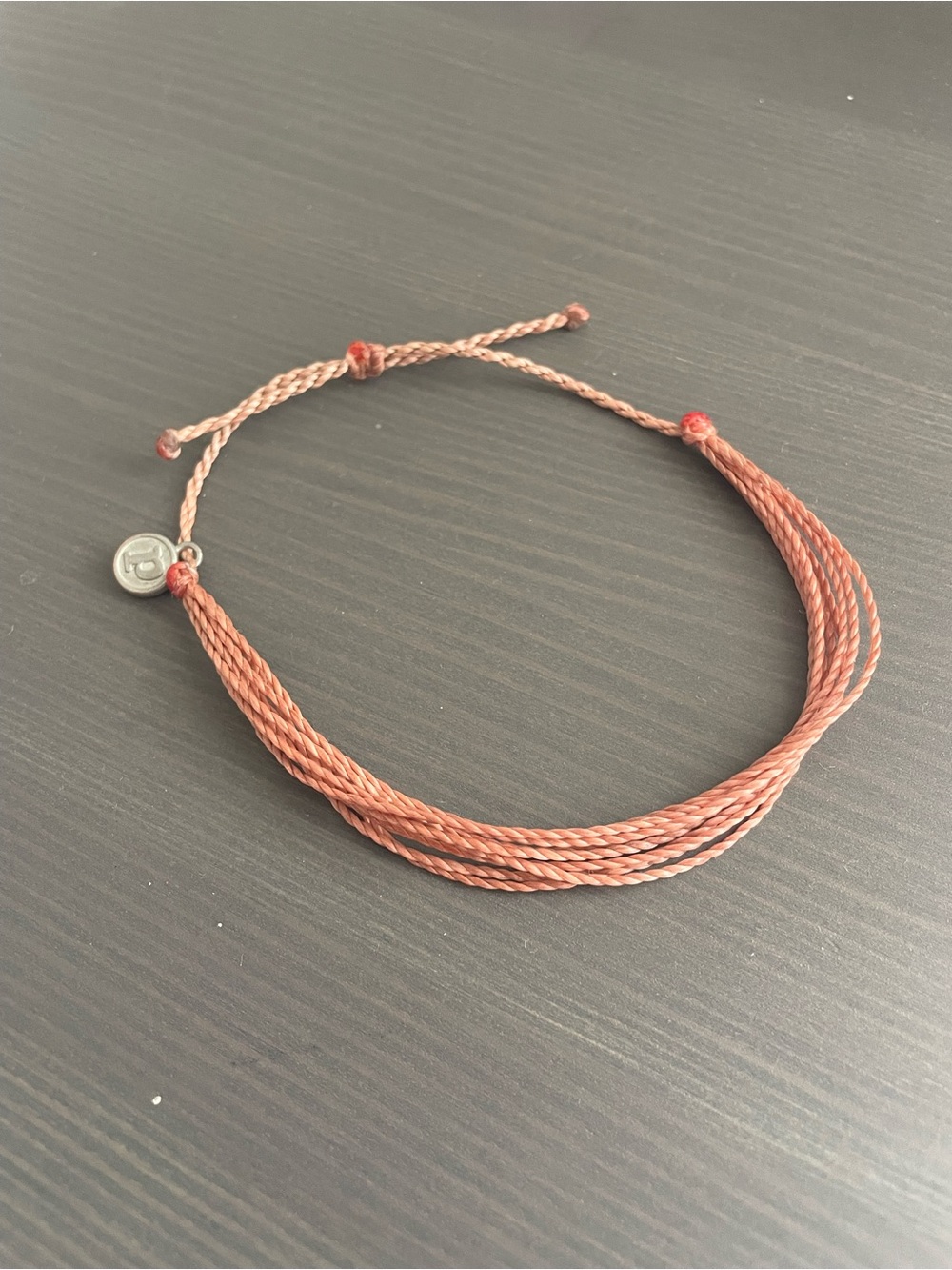 Adjustable Woven Cord Bracelet in Rust Pink